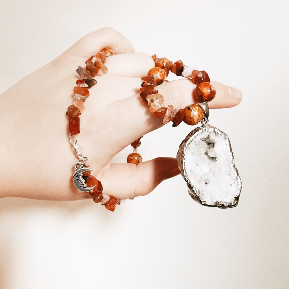 Orange and Sliver Pendant Necklace